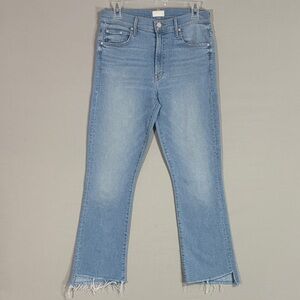 MOTHER Insider Crop Step Fray Jeans Size 28 Light Wash Raw Hem